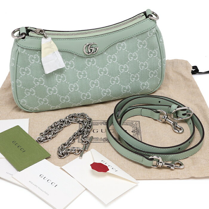 Rakuten - 未使用 グッチ オフィディア スモール ショルダーバッグ 784753 GGキャンバス レザー ペールグリーン GUCCI