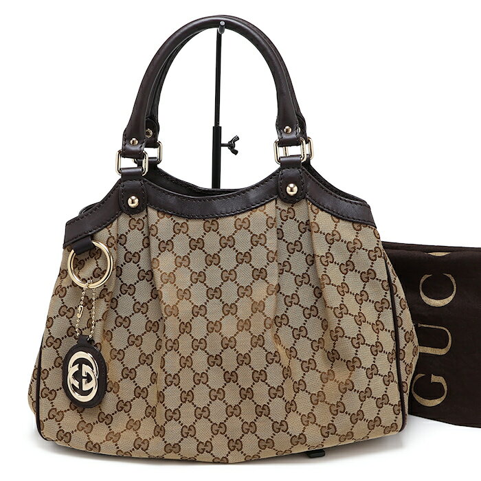 Rakuten - 美品 グッチ スーキー ハンドバッグ 211944 GGキャンバス レザー ベージュ系 レディース GUCCI