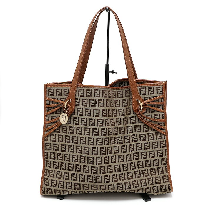Rakuten - フェンディ ズッキーノ トートバッグ 8BH153 キャンバス×レザー ブラウン レディース FENDI