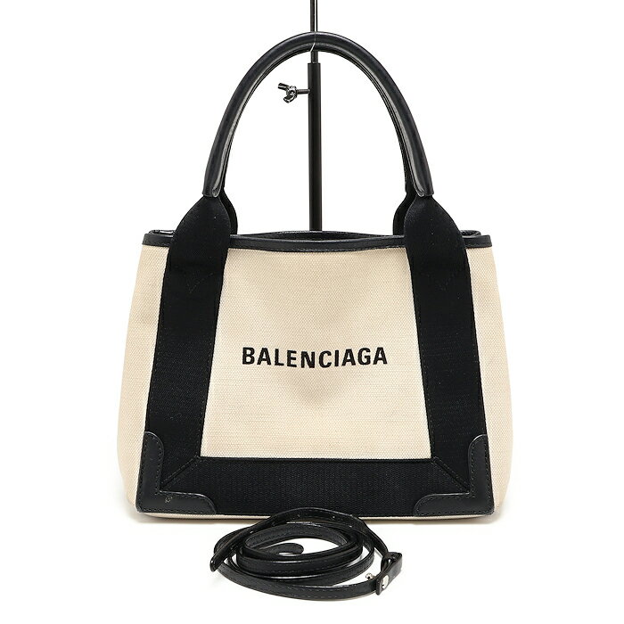 バレンシアガ ネイビーカバス XS トートバッグ アイボリー×ブラック 2WAYバッグ BALENCIAGA