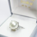 南洋白蝶真珠使用　11.5mm珠ホワイトパールPtデザインリング　（11.5mm珠）（保証書付き）