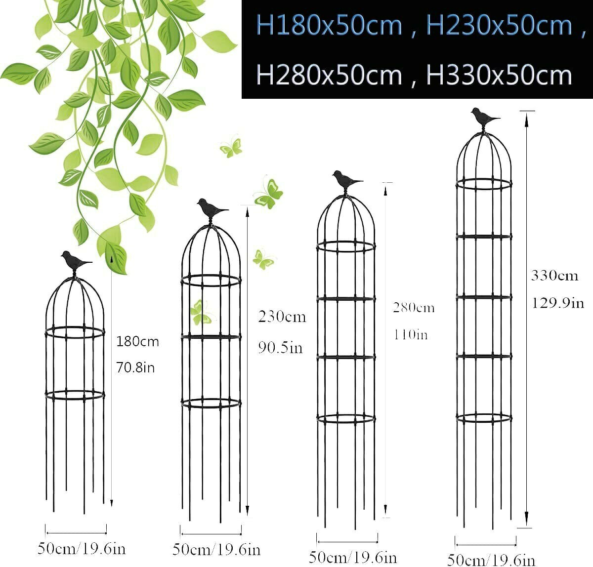 耐久性 スチールパイプ径16mm つる植物ケージ 大型 植物サポート さまざまなつる植...