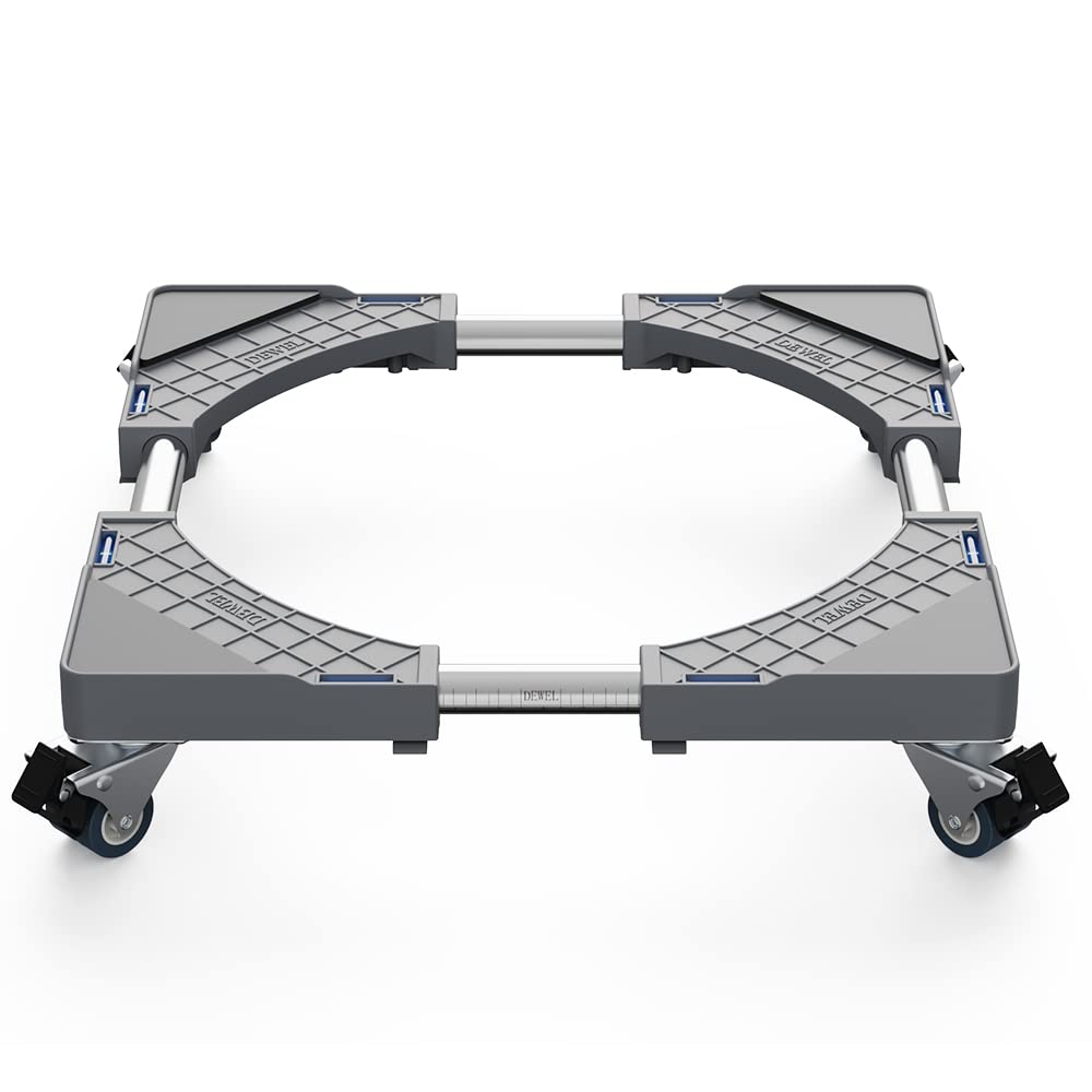 洗濯機 置き台 台 キャスター付き かさ上げ台 置き台 冷蔵庫台 洗濯機パン 360°回転 目盛り付き 耐荷重:300kg 伸縮式 サイズ調整可能 幅/奥行:45.5cm-64cm 減音防振
