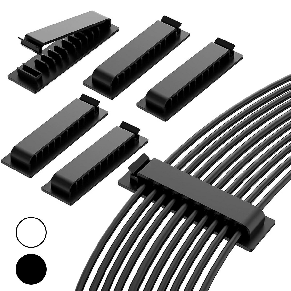 DEWEL ケーブルホルダー 10孔 ケーブルオーガナイザー USB 配線 収納 デスク、壁、...