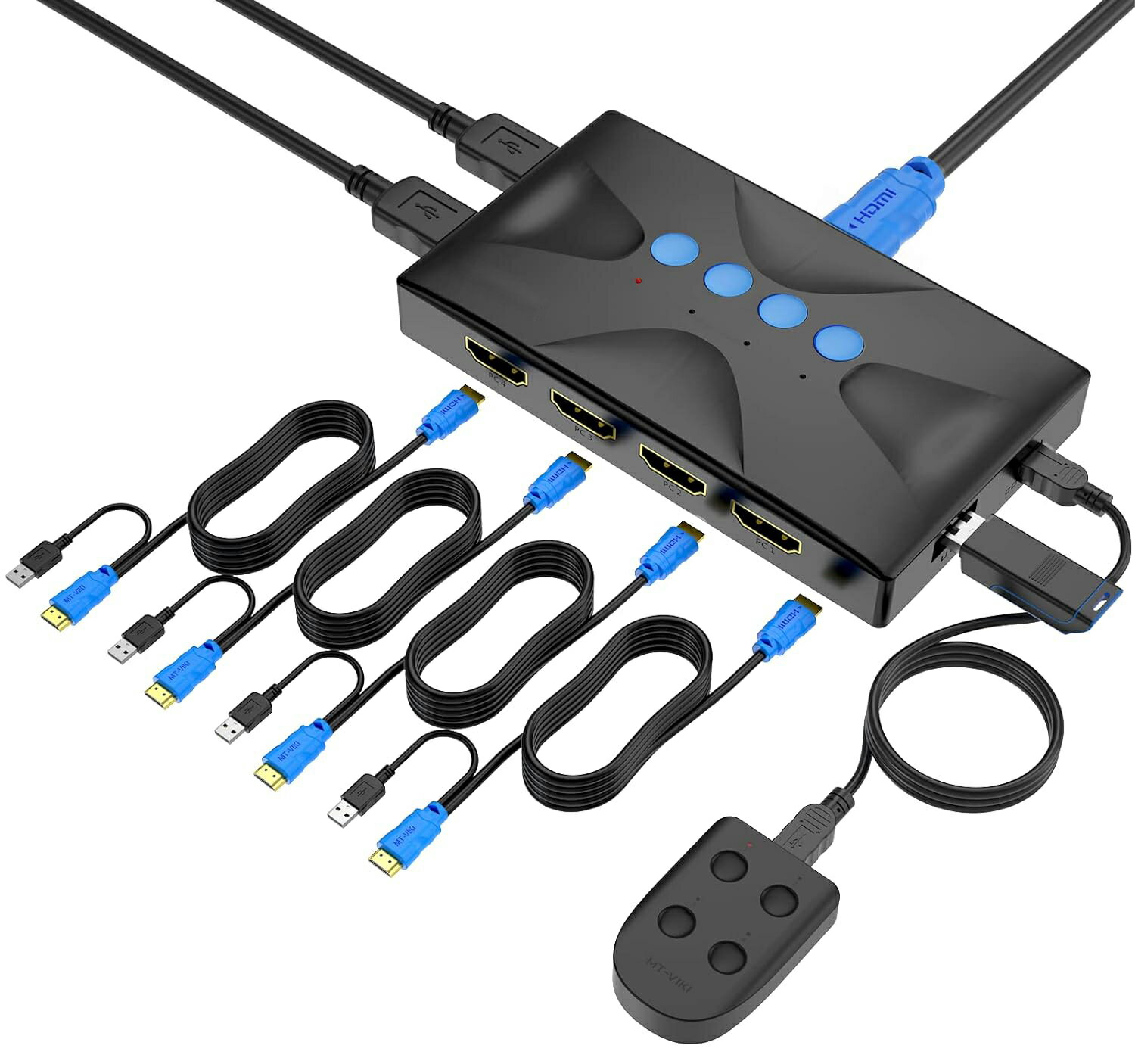 『限定5%OFF&3倍P付 』ES-Tune KVM切替器 4入力1出力 KVMスイッチ HDMIモニター 4K30HZ 電源不要 デバイス不要 Mac OS対応 USB切替器 USBハブ 手動式 USB2.0 ケーブル付属 KVMスイッチ HDMI 日本語取扱説明書付