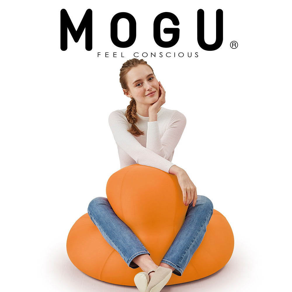 ビーズクッション MOGU（モグ） ダルマンソファ （カバー付） オレンジ 身体を預けたり座ったり、どんな姿勢でも身体…