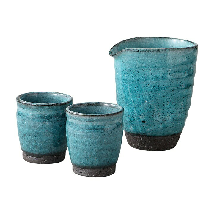 冷酒器 ブルー 粉引 盃 酒器 プレゼント 父の日 母の日 敬老の日 誕生日プレゼント 冷酒器セット 酒器セット 徳利 お…