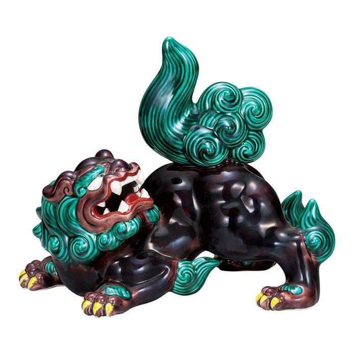 九谷焼魔除け9号月見獅子交趾九谷焼...