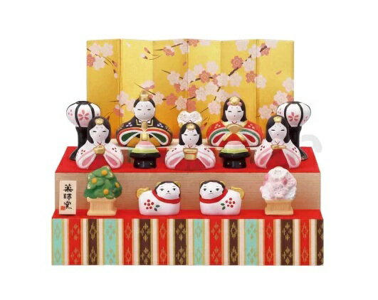 錦彩 花かざり雛 二段飾り ひな人形 コンパクト かわいい 雛人形 コンパクト かわいい 雛人形 おしゃれ インテリア 雛人形 かわいい 雛人形 薬師窯 雛人形 平飾り 雛人形 小さい 雛人形 陶器 立雛 お雛様 陶器 桃の節句 初節句 お孫さん 女の子 プレゼント