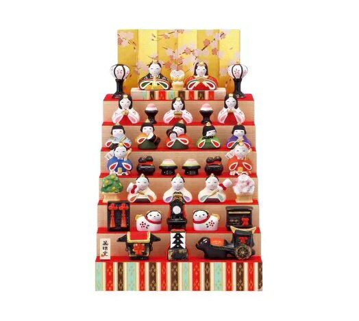 錦彩 花かざり雛 七段飾り ひな人形 コンパクト かわいい 雛人形 コンパクト かわいい 雛人形 おしゃれ インテリア 雛人形 かわいい 雛人形 薬師窯 雛人形 平飾り 雛人形 小さい 雛人形 陶器 立雛 お雛様 陶器 桃の節句 初節句 お孫さん 女の子 プレゼント