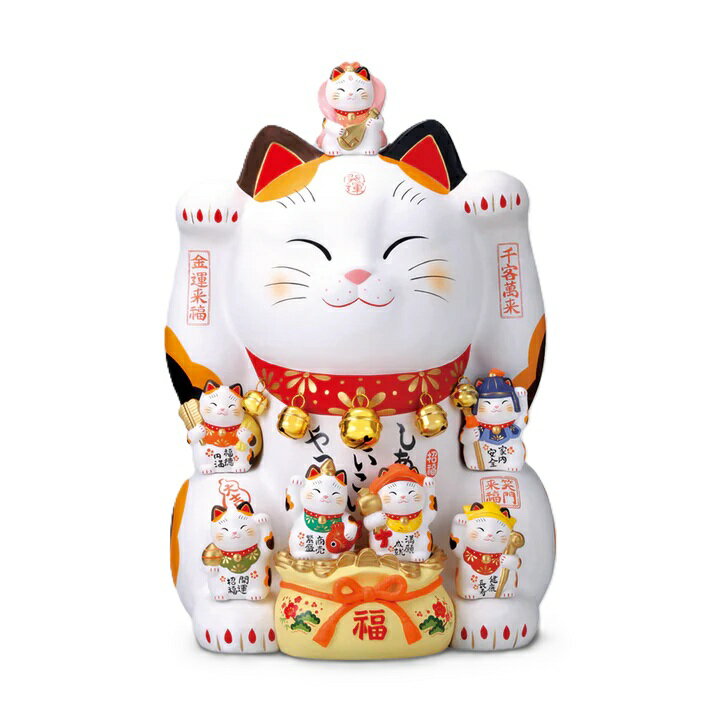 樂天商城 - 錦彩 七福神 招き猫 20号 まねきねこ 招き猫 置物 招き猫 かわいい 招き猫 開店祝い 招き猫 薬師窯 招き猫 右手 プレゼント 男性 開店 祝い プレゼント おしゃれ カフェ 開店祝い プレゼント 新築祝い プレゼント 友人 プレゼント 友人 引っ越し祝い