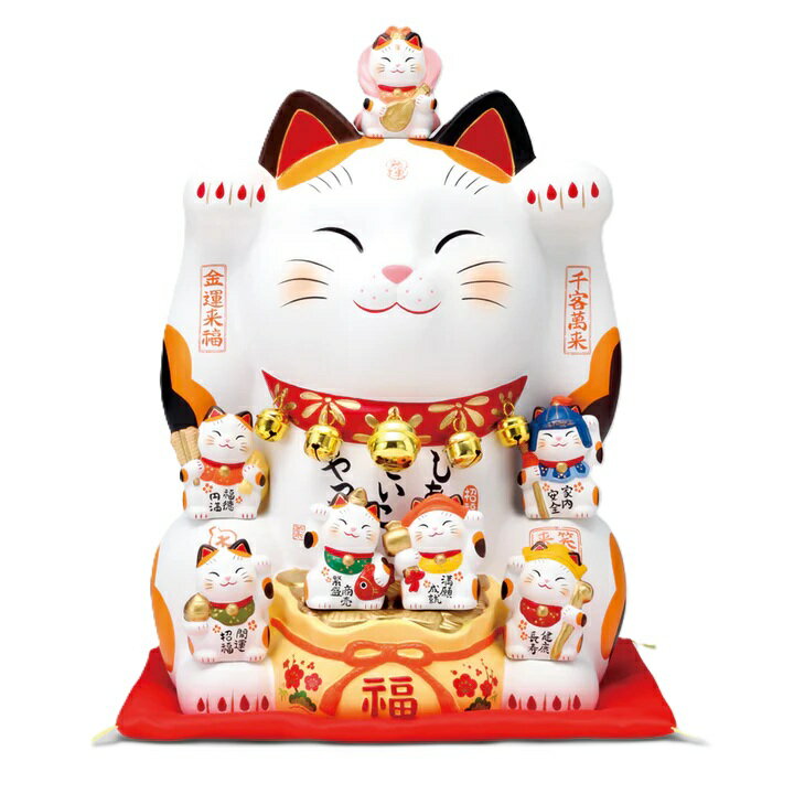 錦彩 七福神 招き猫 12号 まねきねこ 招き猫 置物 招き猫 かわいい 招き猫 開店祝い 招き猫 薬師窯 招き猫 右手 プレゼント 男性 開店 祝い プレゼント おしゃれ カフェ 開店祝い プレゼント 新築祝い プレゼント 友人 プレゼント 友人 引っ越し祝い