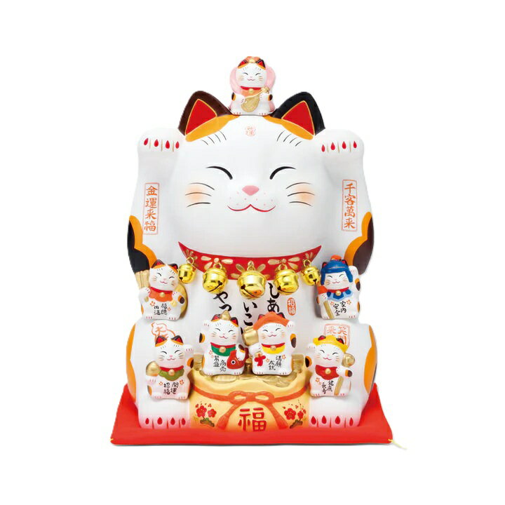樂天商城 - 錦彩 七福神 招き猫 8.5号 まねきねこ 招き猫 置物 招き猫 かわいい 招き猫 開店祝い 招き猫 薬師窯 招き猫 右手 プレゼント 男性 開店 祝い プレゼント おしゃれ カフェ 開店祝い プレゼント 新築祝い プレゼント 友人 プレゼント 友人 引っ越し祝い
