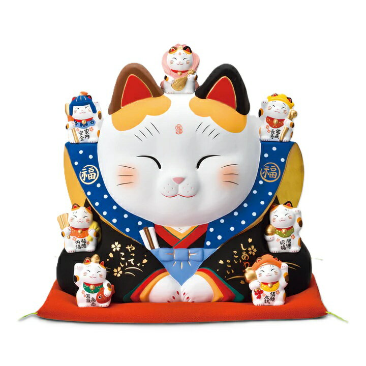 樂天商城 - 錦彩 七福神福助招き猫 10号 まねきねこ 招き猫 置物 招き猫 かわいい 招き猫 開店祝い 招き猫 薬師窯 招き猫 開店 祝い プレゼント おしゃれ カフェ 開店祝い プレゼント 新築祝い プレゼント 友人 プレゼント 友人 引っ越し祝い