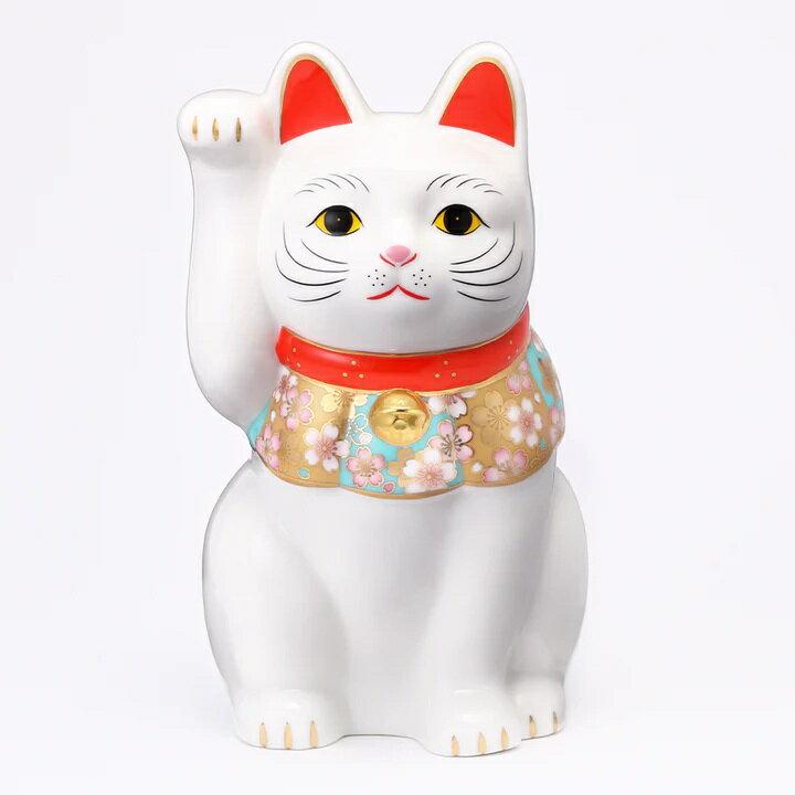 樂天商城 - 桜づくし 招き猫 白 大 まねきねこ 招き猫 置物 招き猫 かわいい 招き猫 開店祝い 招き猫 薬師窯 招き猫 右手 プレゼント 男性 開店 祝い プレゼント おしゃれ カフェ 開店祝い プレゼント 新築祝い プレゼント 友人 プレゼント 友人 引っ越し祝い