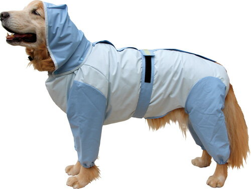 大型犬用レインコート　超はっ水安全コート 【アイスブルー×水色】大型犬　レインコート