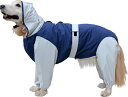 大型犬用レインコート　超はっ水・安全コート 【ネイビー×ライトグレー】大型犬　レインコート