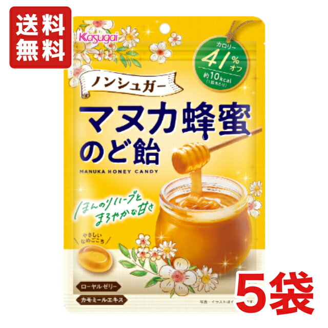 【送料無料】春日井製菓 ノンシュガーマヌカ蜂蜜のど飴 65g×5袋 アメ【メール便】