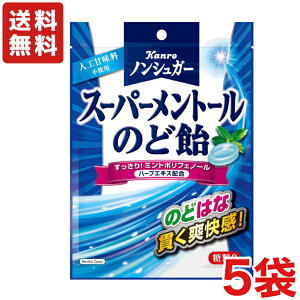 【送料無料】カンロ ノンシュガー スーパーメントールのど飴 80g ×5袋 花粉症対策に！【メール便】