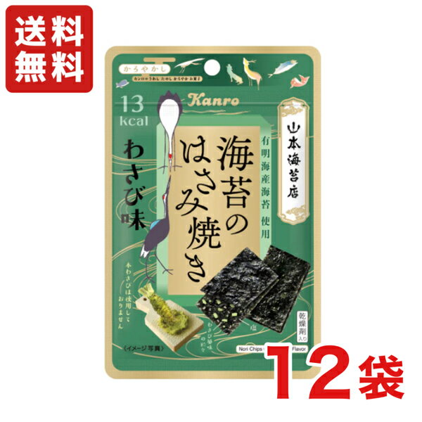 【送料無料】カンロ 海苔のはさみ焼き わさび味 ×12袋 素材菓子【メール便】