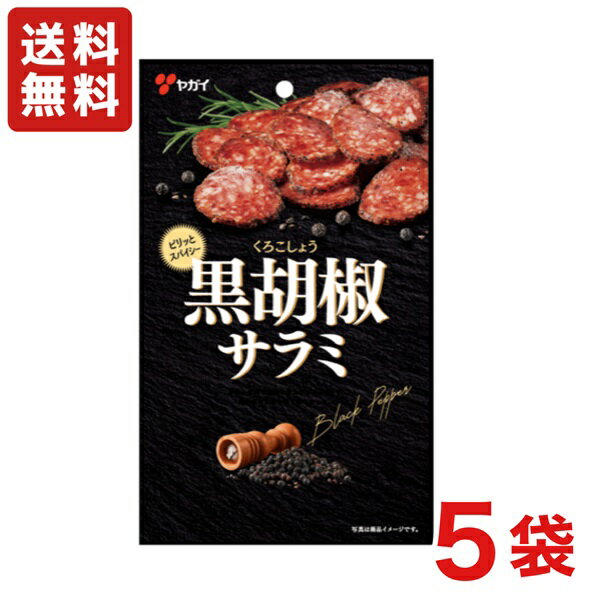 【送料無料】ヤガイ 黒胡椒サラミ 45g×5袋 ワイン ビール おつまみ【メール便】