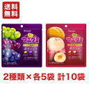 送料無料 春日井製菓 つぶグミプレミアム 濃厚ぶどう 濃厚もも 各5袋 メール便