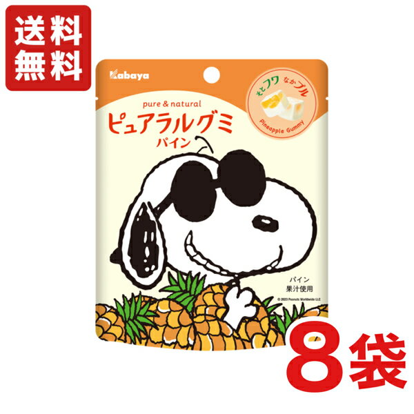【送料無料】 ピュアラルグミ パイン 58g×8袋 カバヤ グミ スヌーピー コラボパッケージ パイナップルグミ 【メール便】【数量限定】のサムネイル