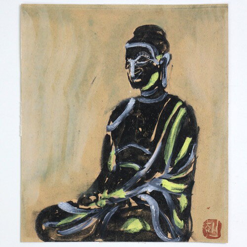 【中古】須田剋太肉筆『仏像（ロ）』画