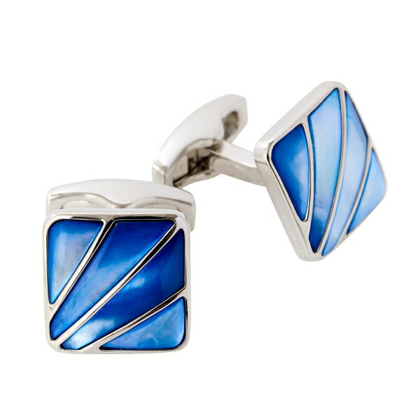 サイモンカーター SIMON CATER イギリス製 Deco Fan Blue Mother Of Pearl カフリンクス カフスボタン ジュエリー アクセサリー 四角 ギフト | ブランド ボタン カフス 男性 彼氏 旦那 メンズ ビジネス 小物 おしゃれ おすすめ