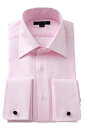 ドレスシャツ 長袖 高級 ワイシャツ | ダブルカフス ワイドカラー メンズ おしゃれ オシャレ Yシャツ ピンク | シャツ ビジネス トールサイズ 大きいサ...
