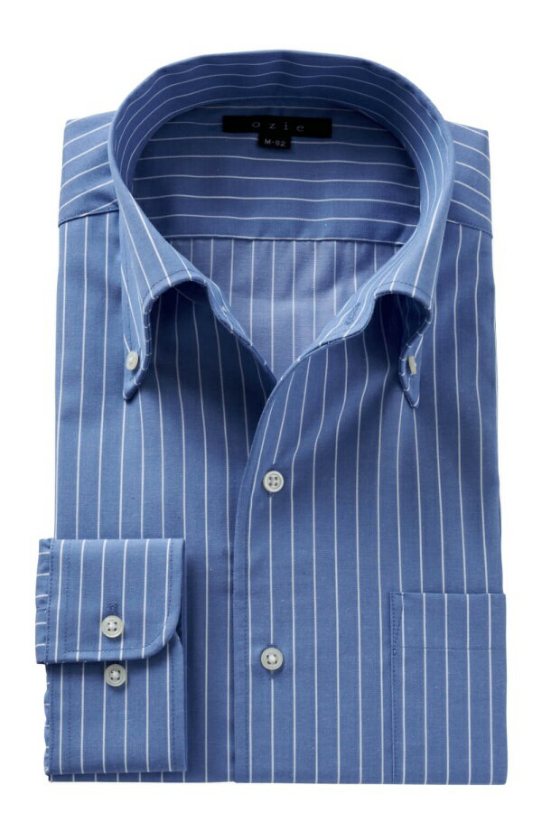 イタリアンカラーシャツ メンズ ドレスシャツ 長袖 ワイシャツ ブルー 青 ボタンダウンシャツ ビジネスシャツ カッターシャツ Yシャツ 高級|イタリアンカラー シャツ ビジネス ボタンダウン トールサイズ 接触冷感 冷感 綿100% テレワーク 在宅