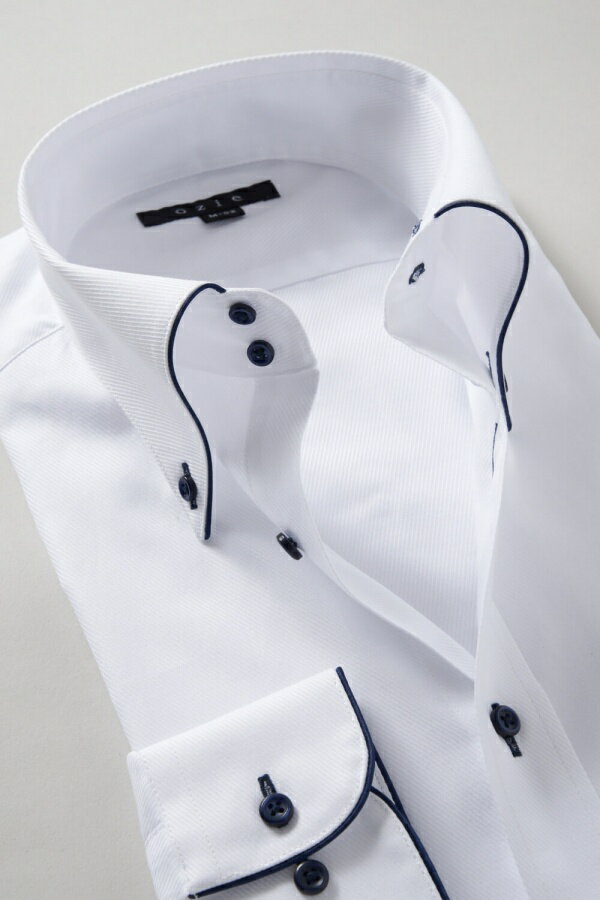 ドレスシャツ 長袖 高級 ワイシャツ 長袖シャツ | メンズ シャツ おしゃれ ビジネス ノーネクタイ ボタンダウンシャツ カッターシャツ ドゥエボットーニ ビジネスシャツ トールサイズ Yシャツ ネイビーブルー 紺青 大きいサイズ サイズ豊富 テレワーク