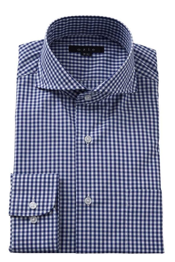 ドレスシャツ 長袖 ワイシャツ 長袖シャツ ホリゾンタルカラーシャツ ネイビー 紺 スリム ビジネスシャツ メンズ おしゃれ Yシャツ | ホリゾンタルカラー シャツ 高級 カッタウェイ ビジネス クールマックス カッターシャツ 大きいサイズ 形態安定 吸汗速乾 ホリゾンタル