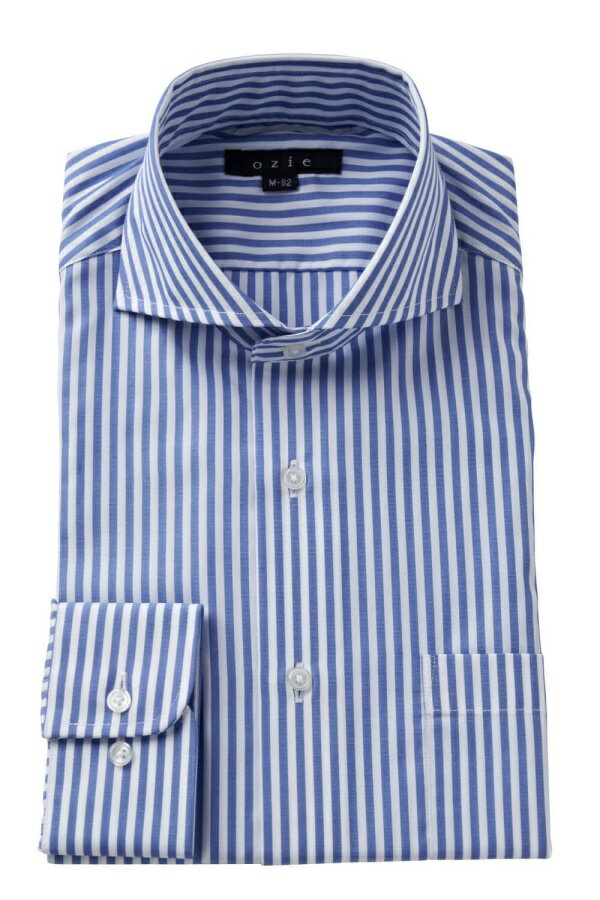 ドレスシャツ 長袖ワイシャツ ホリゾンタルカラーシャツ メンズ おしゃれ オシャレ Yシャツ ブルー 青|ワイシャツ シャツ 高級 ビジネス カッターシャツ ビジネスシャツ 大きいサイズ ビジネスワイシャツ シンプル 綿100% ブロード