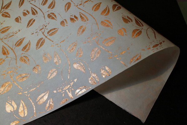 伊予　ギルディング和紙　C　蓮　銅