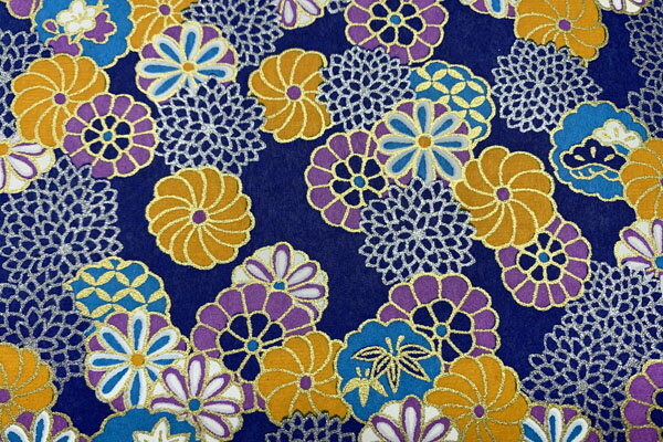 機械漉き友禅紙 青地に花柄 2-2