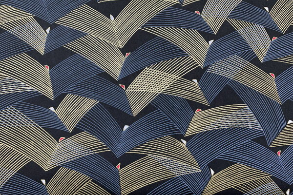 機械漉き友禅紙　モダン柄黒　6632