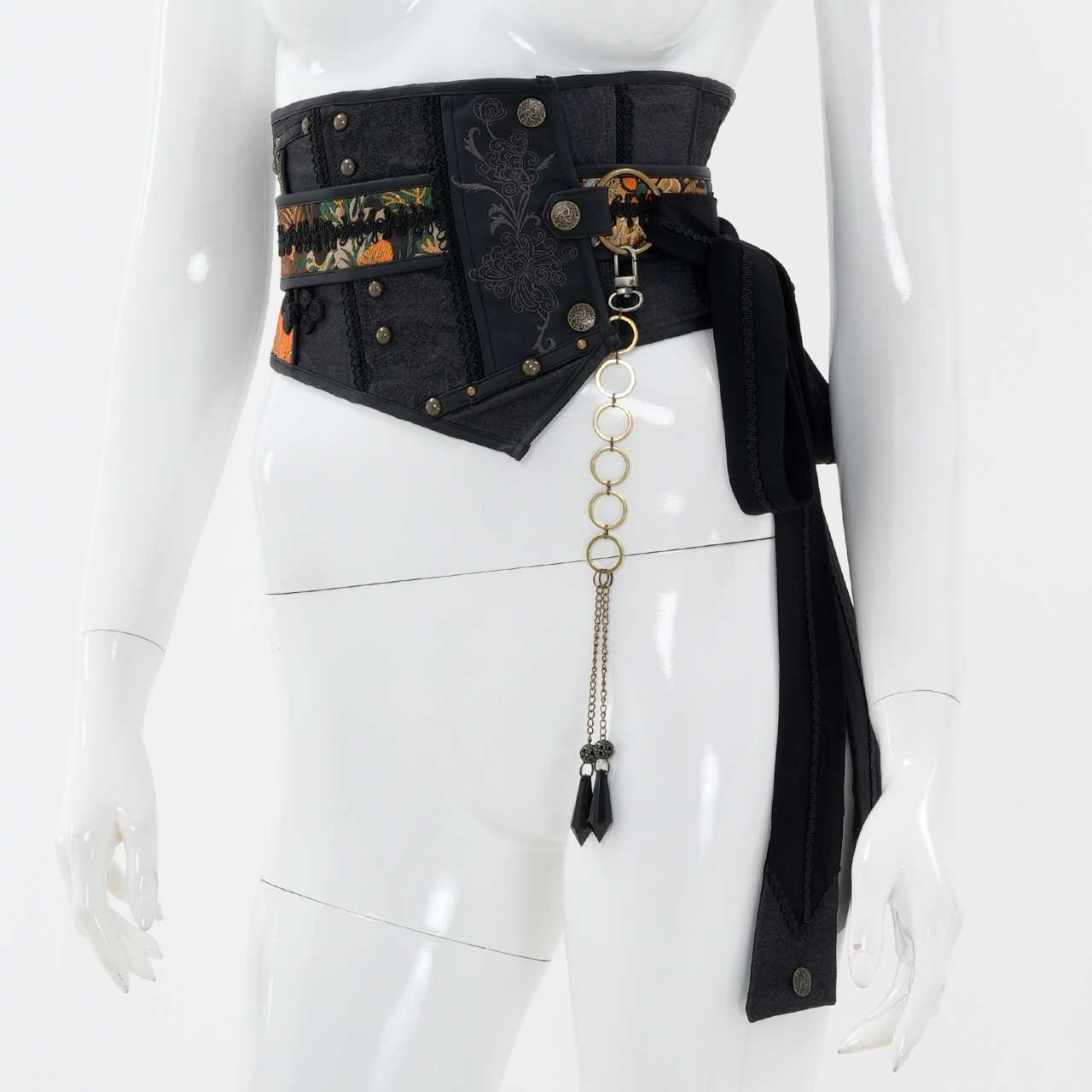 琉球浪漫物語こるせっと 黒色 ozzonjapan ozzoneste 薔薇 和ゴス 和ゴスロリ 和ゴシックロリータ レースアップ 和洋折衷