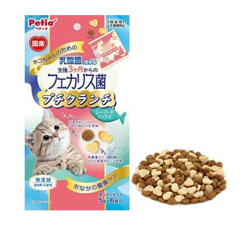 ネコ用乳酸菌生後3か月〜のフェカリス菌プチクランチシーフードミックス 30g｜＠ネコの乳酸菌のちから..