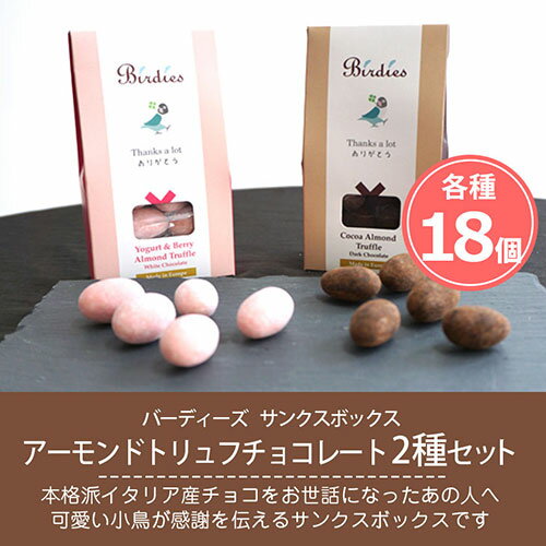 バーディーズ サンクスボックス アーモンドトリュフチョコレート 2種36個セット｜Birdies バレンタイン ギフト 大量 会社 職場 退職 プレゼント おしゃれ かわいい 可愛い まとめ買い