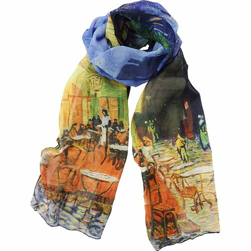 【P最大32倍+夏ギフト早割クーポン】ストール レディース｜名画ストール（ゴッホ「夜のカフェテラス」）｜プレゼント ギフト ありがとう 母の日 ストール 春 春夏 大判 uvカット 女性 おしゃれ 誕生日 贈り物