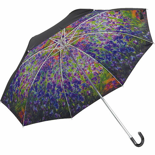 Rakuten - 傘 レディース 晴雨兼用｜名画折りたたみ傘〜晴雨兼用〜（モネ「モネのアイリスガーデン」）｜絵画 晴雨兼用傘 折り畳み 梅雨 女性 レディース おしゃれ 日傘 折りたたみ UVカット 軽量 雨傘 黒 ブラック 母の日