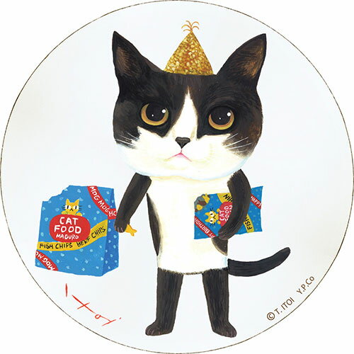 壁飾り インテリア｜糸井忠晴 木製ラウンドアート「ジャン（Lサイズ）」｜おしゃれ かわいい 壁掛け アート 玄関 猫 ネコ 和風 日本 丸 円型 木製