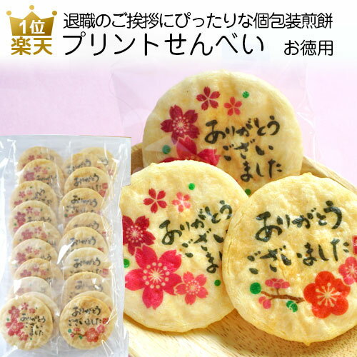 【P最大37倍+最大555円OFFクーポン】ありがとう お配り用 お菓子｜プリントせんべい春 お徳用 ｜ご挨拶 職場 おしゃれ お礼 ノベルティ プチギフト 退職 煎餅 個包装 プレゼント ギフト 女性 …