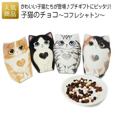 バレンタイン 猫 お菓子｜子猫のチョコ ～コフレシャトン～｜チョコレート プチギフト ギフト 入園 猫好き 個包装 かわいい おしゃれ 職場 会社 大量 退職 お礼 ベルギー プレゼント