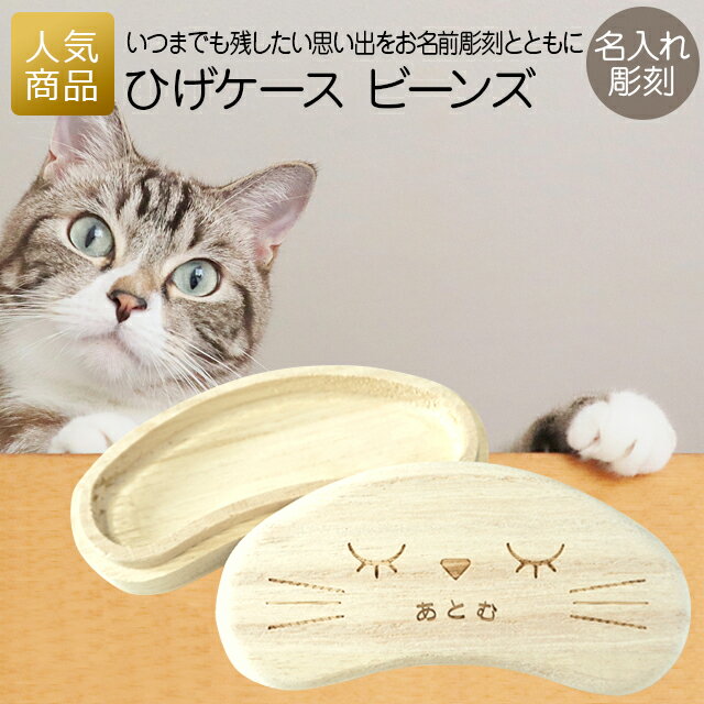 猫 ひげ ケース 名入れ｜ひげケース ビーンズ｜コンパクト便 ネコ かわいい 保管 景品 猫好き cat 思い出 想い出 記念日 お祝い ペット キャット neko