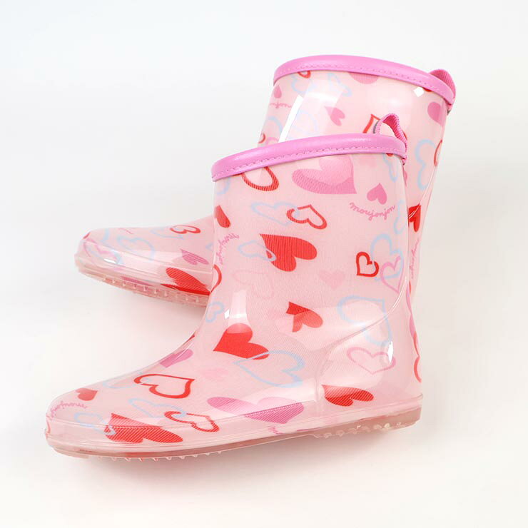 キッズ レインブーツ 長靴 中敷きあり ハート柄 リフレクター付き 女の子 キッズ ...