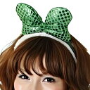 【2点までメール便も可能】ラブリーリボンカチューシャ(緑) [ヘアアクセサリー コスプレ デカリボン カチューシャ クリスマス 小道具 かんたん仮装 ハロウィ...