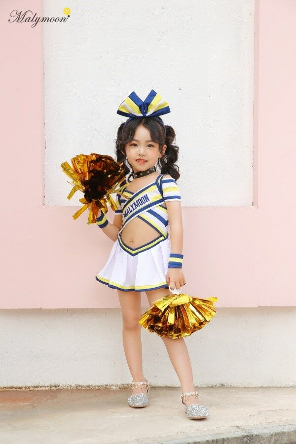 Malymoon kids　リボンチアガール ホワイト　130cm [マリームーン コスプレ チアガール コスチューム 子供用 キッズ チガリーダー 応援 衣装 仮装 イベント ハロウィン]【_408726】