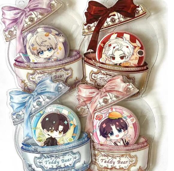58-75mm缶バッジ用 カバー プレゼントボックス リボン ★ 缶バッチ ケース 痛バ デコレーション キーホルダー アクスタ アクリルスタンド テディベア 缶バッジカバー 透明 推しカラー
